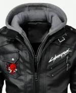 Cyberpunk 2077 Samurai Leather Jacket Front Closeup