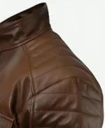 Roy Pulver Boss Level 2021 Brown Leather Jacket Shoulder Closeup