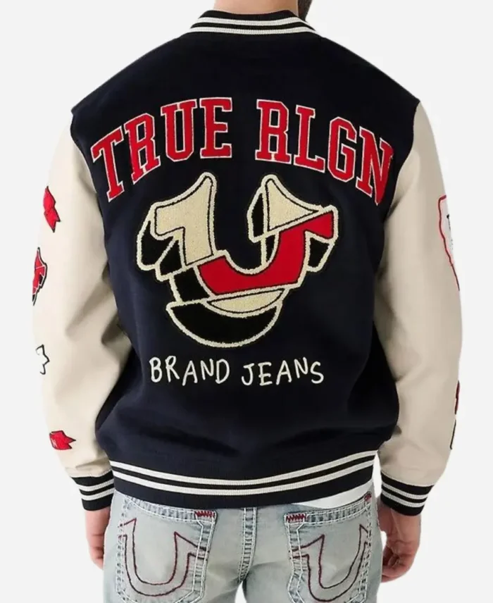 True Religion Black Varsity Jacket Back