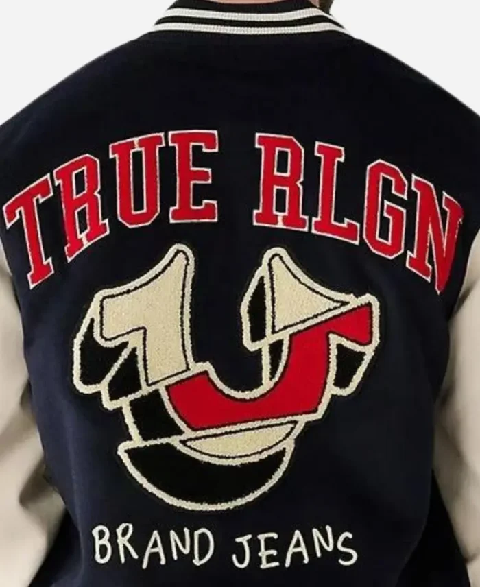 True Religion Varsity Jacket Black Back Closeup