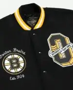 Boston Bruins OVO x NHL Black Jacket Collar Closeup