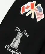 Boston Bruins OVO x NHL Black Jacket Sleeves Closeup