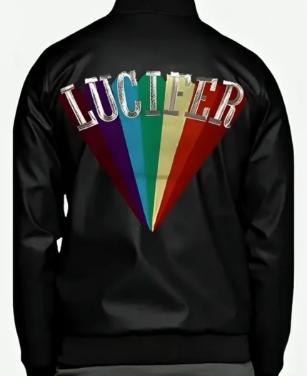 Lucifer Rising Rainbow Bomber Jacket Front Detail