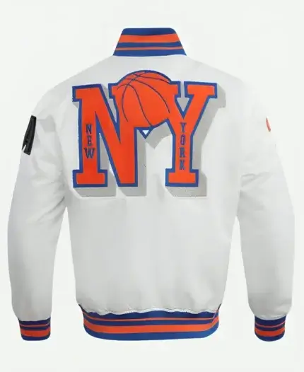 Osinski New York Knicks White Satin Jacket Back