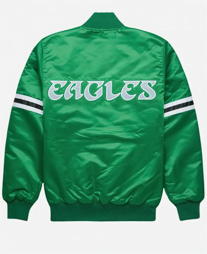 Philadelphia Eagles Green Satin Jacket Back