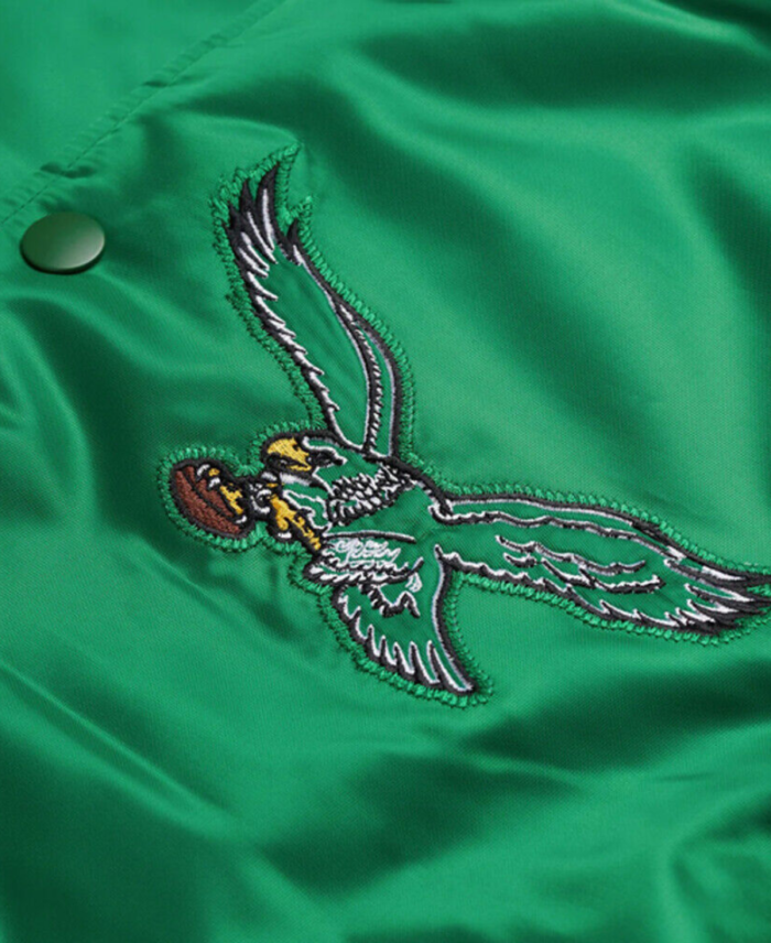 Philadelphia Eagles Green Satin Jacket Detailing
