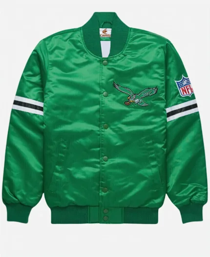 Philadelphia Eagles Green Satin Jacket Front