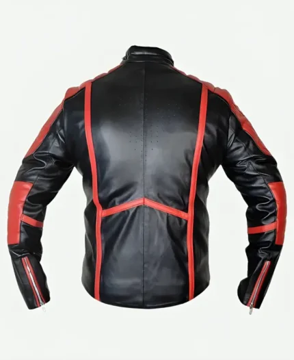 Super Man Black And Red Biker Jacket Back