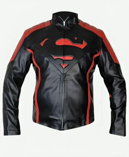 Super Man Black And Red Biker Jacket Front