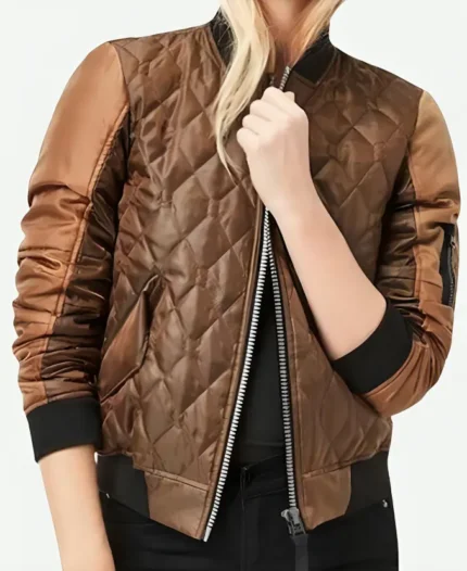 Agents of Shield Jemma Simmons Brown Quilted Bomber Jacket