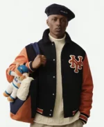 Aime Leon Dore Mets Blue and Orange Wool And Leather Jacket