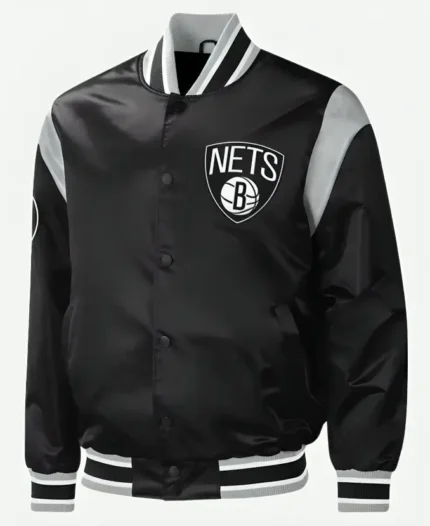 Brooklyn Nets Division Baseball Jacket Front