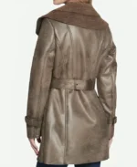 Duster Shearling Belted Leather Coat Back