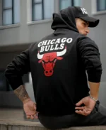 NBA Unisex Chicago Bulls Hoodie Black Pullover Hoodie Photo