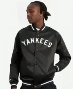 NY Yankees Black Lightweight Baseball Jacket Front