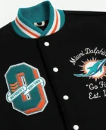 OVO x NFL Miami Dolphins Jacket Collar Detailing