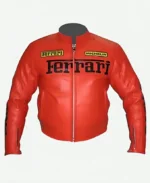 Ferrari Motorcycle Racing Red Biker Leather Jacket Front