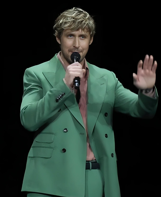Ryan Gosling The Fall Guy 2024 Green Suit Jacket Era