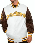 San Diego Padres White And Brown Baseball Varsity Jacket