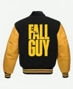 The Fall Guy 2024 Ryan Gosling Yellow And White Letterman Jacket Back