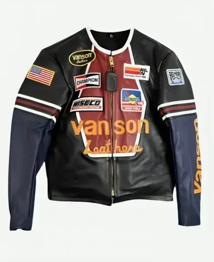 Vanson Star Motorcycle Jacket Front