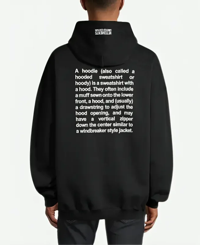 Vetements Definition Hoodie Black Back