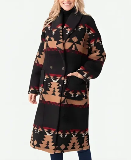 Yellowstone Beth Dutton Printed Coat Front