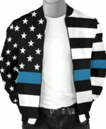 American Flag Blue And Black Jacket Open Zip