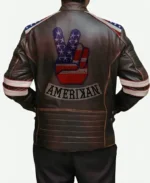 American Flag Leather Jacket Back