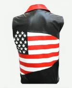 American Flag Leather Vest Back