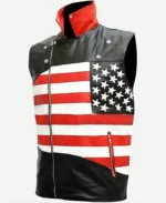 American Flag Leather Vest Front