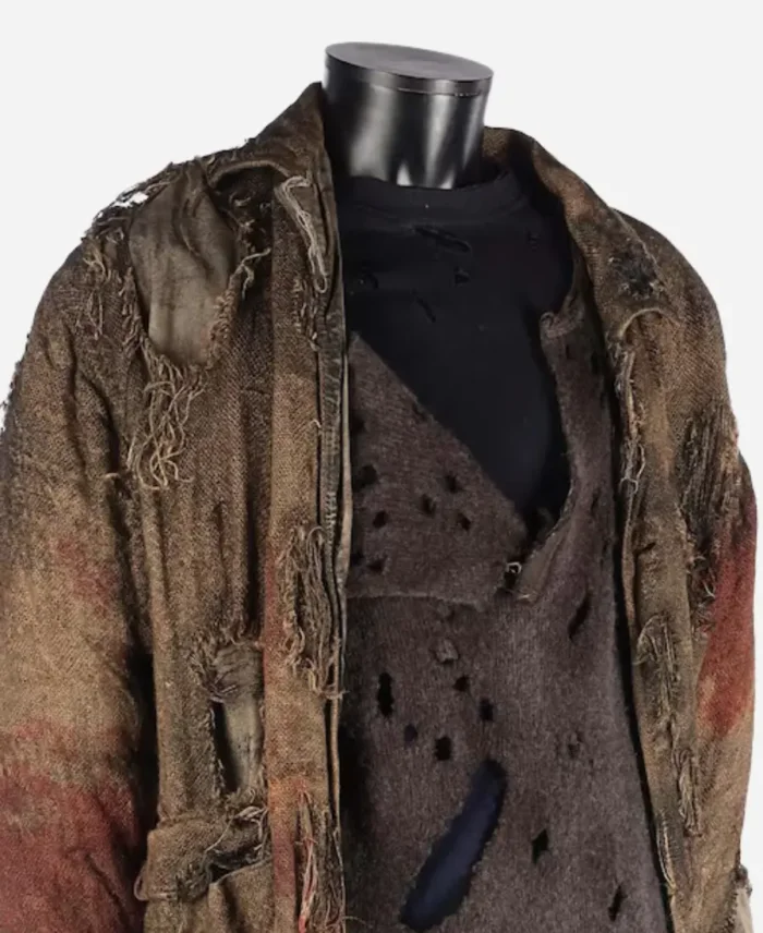 Freddy vs Jason burlap jacket Side Closeup