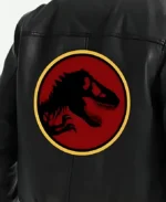 Jurassic Park Black Bomber Leather Jacket Detailing