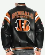 NFL Black Cincinnati Bengals Varsity Full-Snap Leather Jacket