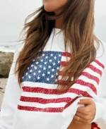 Nia Sanchez American Flag Sweatshirt Detailing