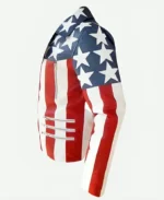 USA Flag Leather Jacket Left Arm