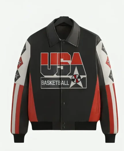 Kith For Team USA Olympics 2024 Basketball Leather Jacket