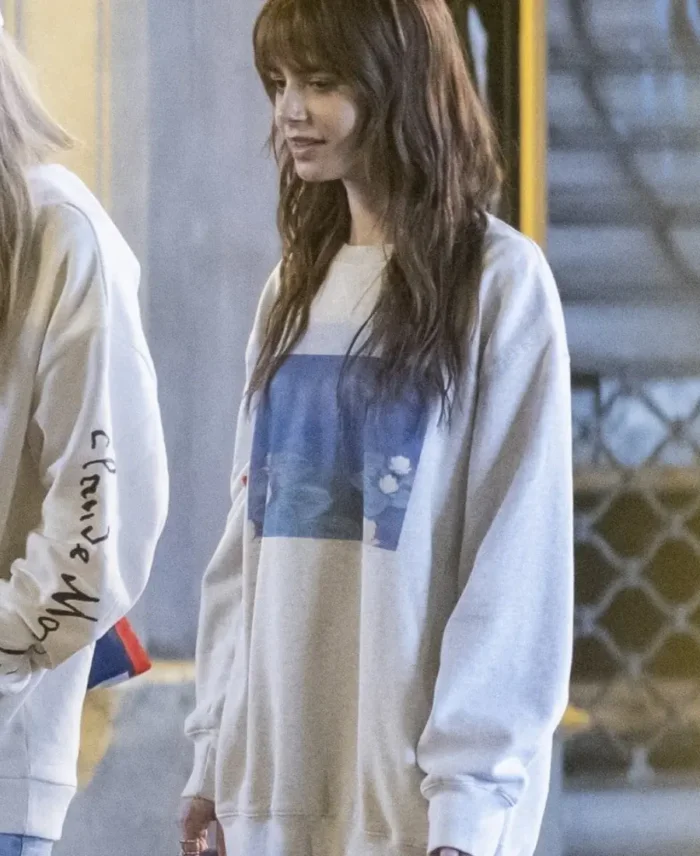 Lily Collins White Sweatshirt