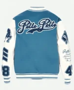 Pelle Pelle World Famous Blue Wool & White Leather Sleeves Varsity Jacket