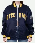 University of Notre Dame 90’s Blue Bomber Satin Jacket