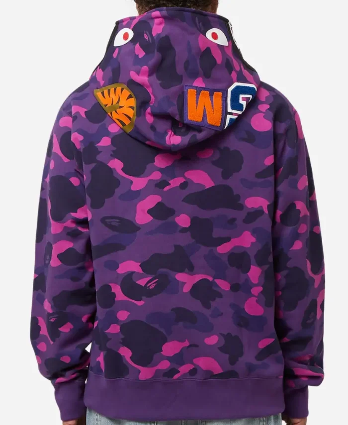 BAPE Purple Camo Shark Zip Up Hoodie