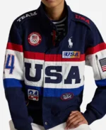 Kendall Jenner Closing Ceremony Team USA Flagbearer Blue Jacket