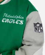 Kylie Kelce Philadelphia Eagles Letterman Green With Grey Sleeves Jacket Patches Detailing