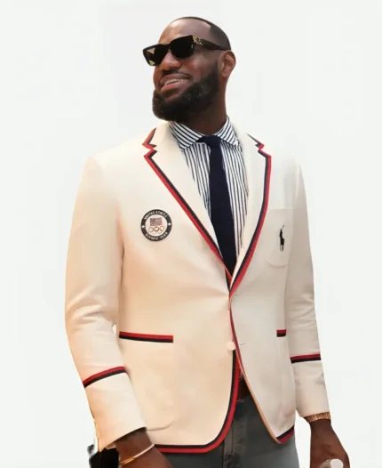 Lebron James Olympic 2024 Team USA White Blazer