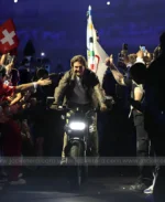 Paris 2024 Olympics Closing Ceremony Tom Cruise Stunt Brown Leather Jacket