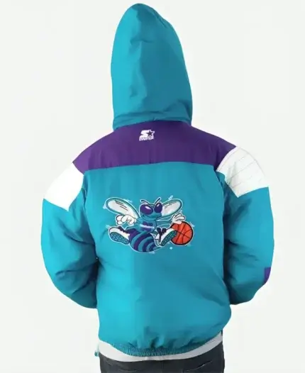 Starter Charlotte Hornets NBA Zip Hooded Windbreaker Jacket Back