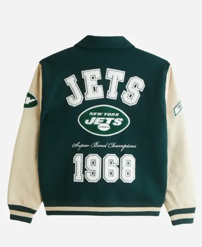 Abercrombie New York Jets Varsity Bomber Jacket Back