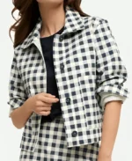 Emily Copper Emily in Paris Season 04 Lily Collins Black And White Plaid Cropped Jacket