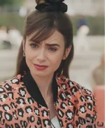 Emily-In-Paris-Lily-Collins-Orange-Bomber-Jacket