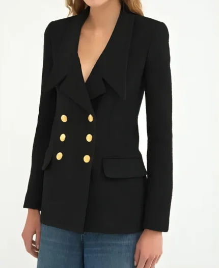 Emily In Paris S04 Press Junket 2024 Black Blazer